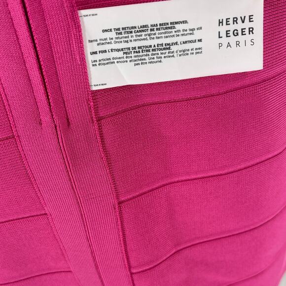Herve Ledger Hot Pink Deep V Strappy Icon Cutout Bandage Mini Dress - Picture 8 of 12